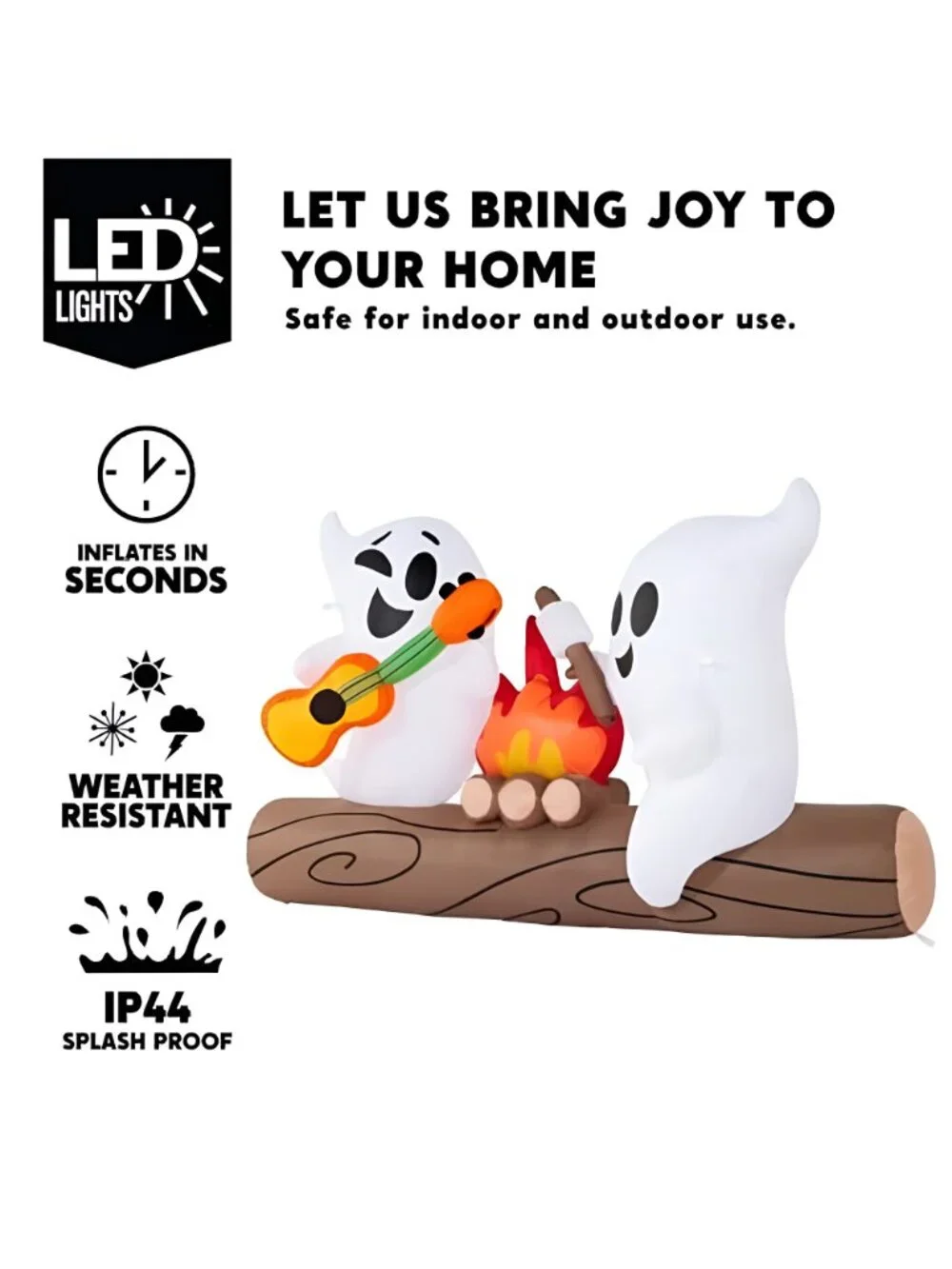 6ft Long Halloween Inflatable Ghost Outdoor Decoration, Cute Blow Up